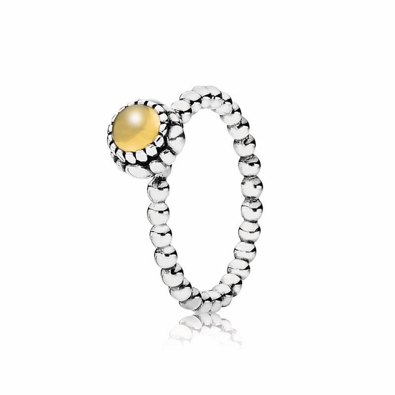 Pandora Birthday Blooms Stackable Ring November - Sterling Silver/Yellow/Citrine - Canada | XR7142JT